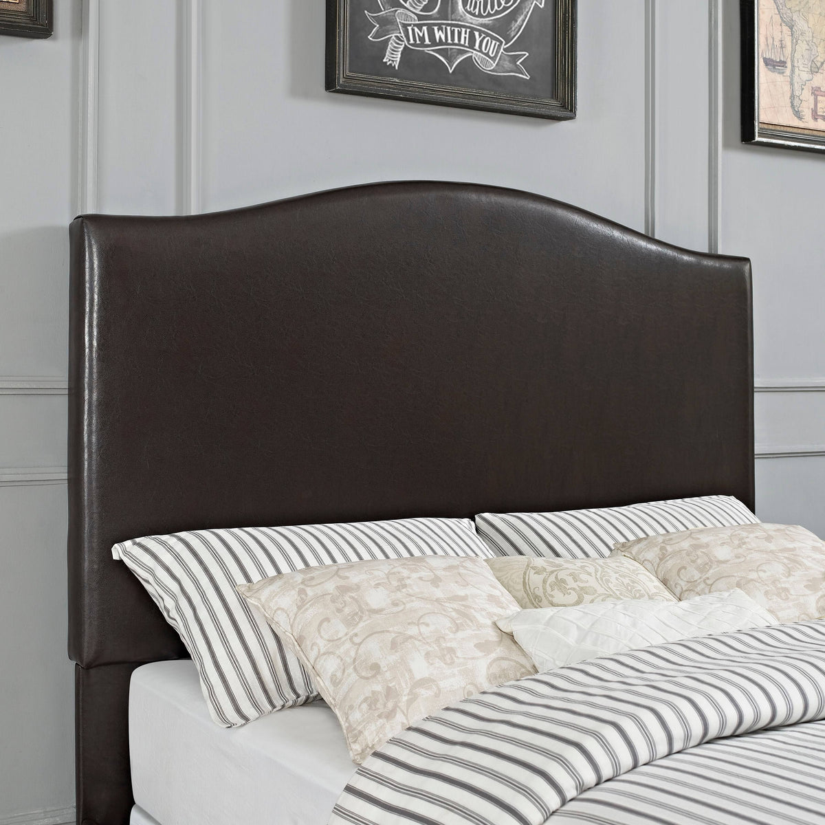 Upholstered King / Cal King Headboard Brown Leatherette M4249