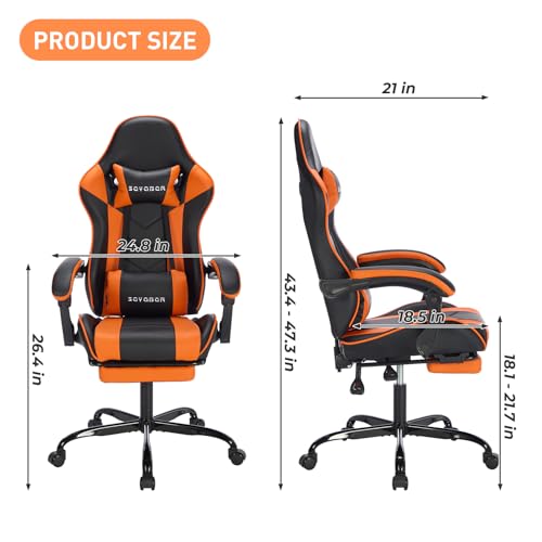 Ergonomic Gaming Chair with Footrest and Massage X913849