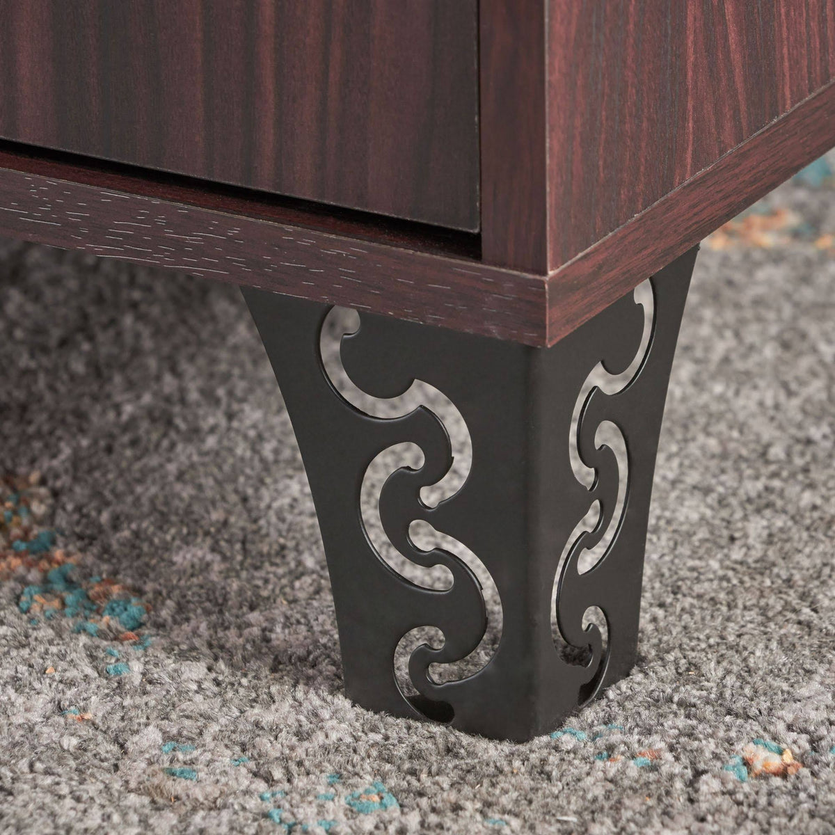 Brown and Black Contemporary Rectangular Cabinet U25539