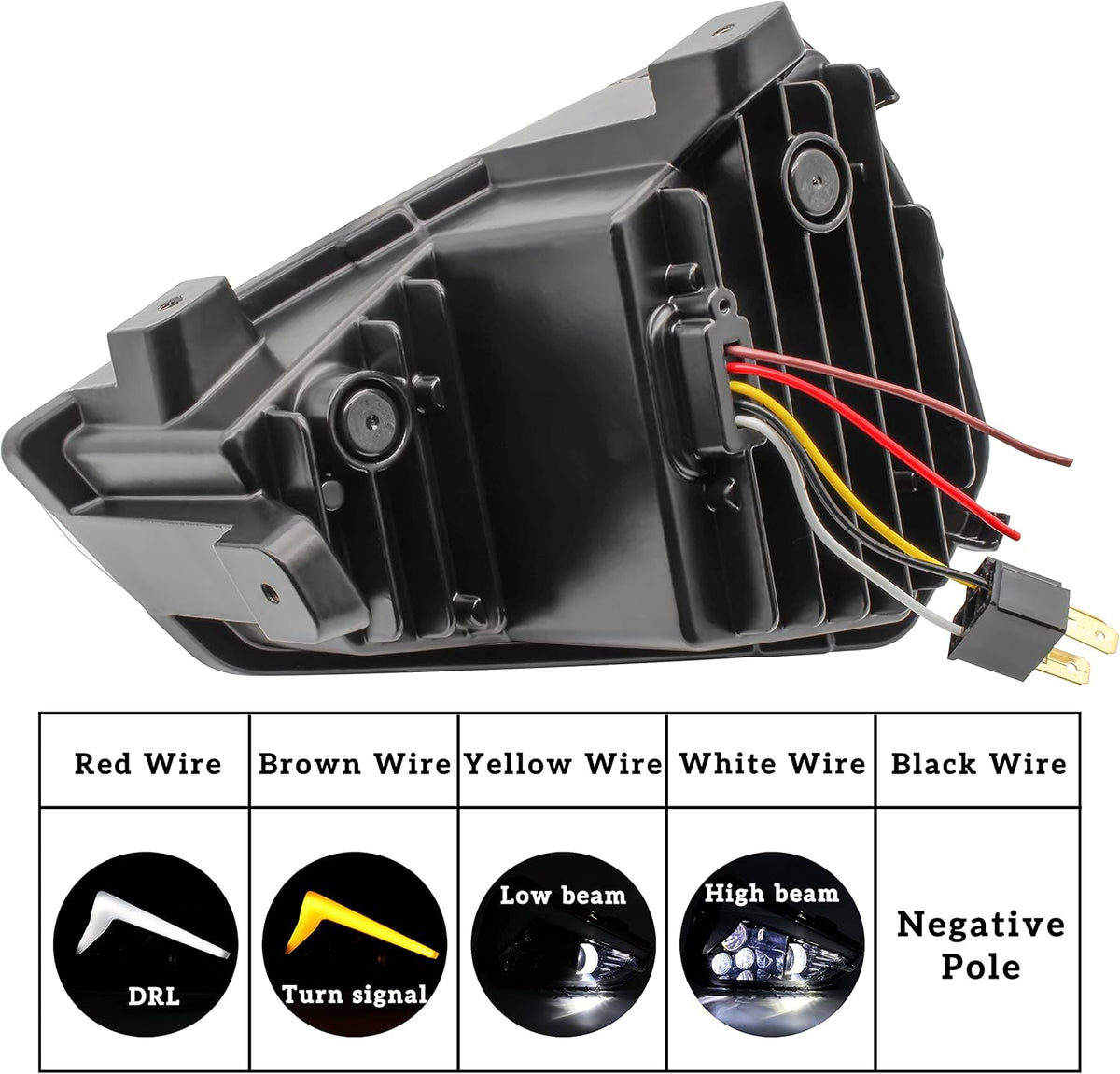 2PCS LED Headlights Assembly with High-Low Beams DRL Turn Signal Light N310