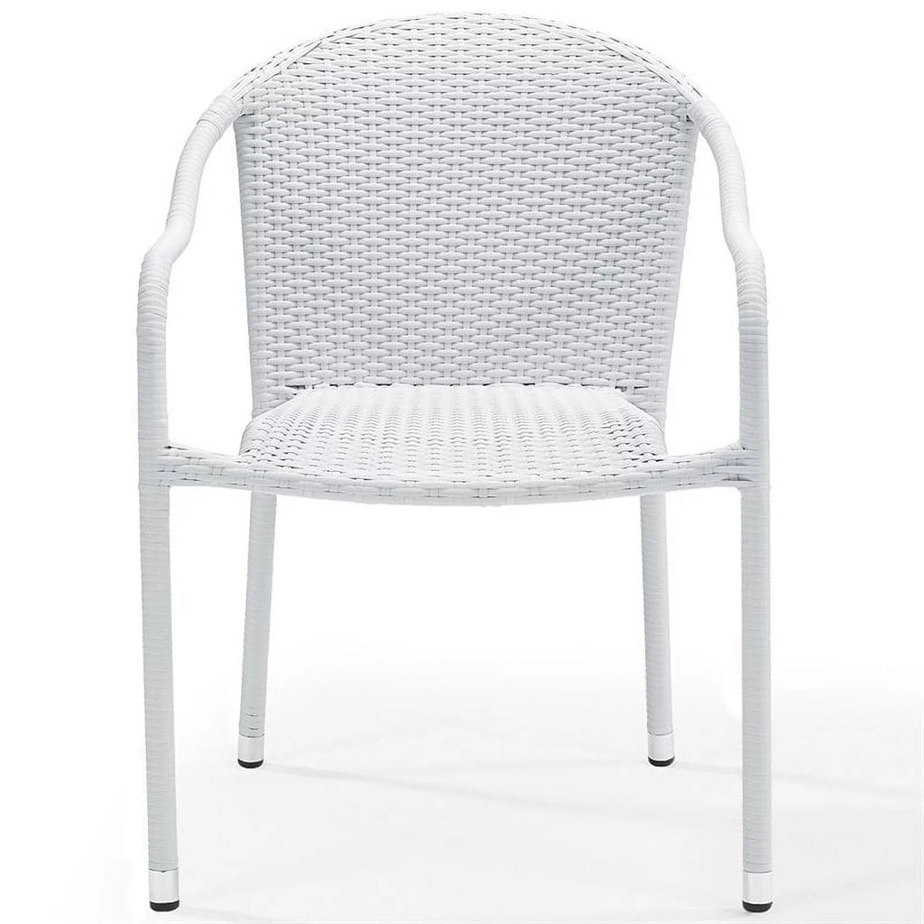 White Wicker Stackable Chair Set of 4 Y1153