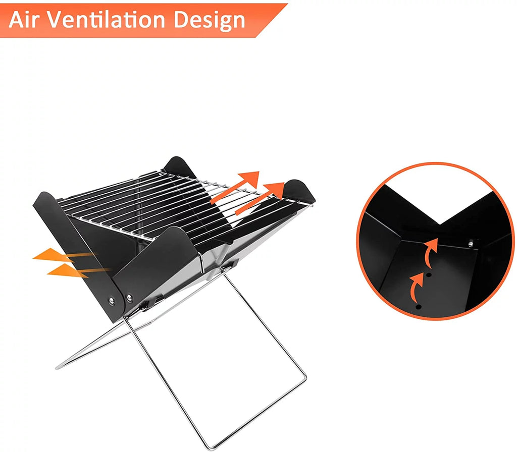 Charcoal BBQ Grill Foldable Black E23362