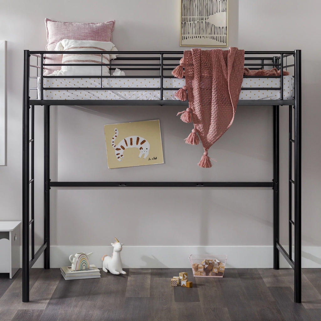 Black Twin Metal Loft Bed N3310