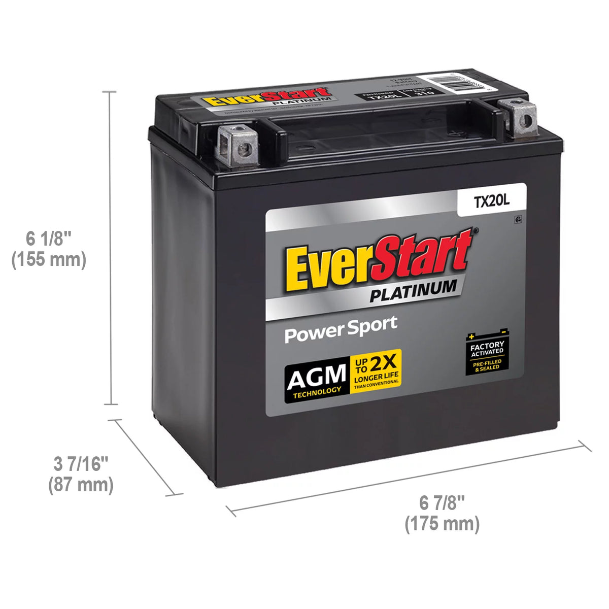 AGM Power Sport Battery Group Size TX20L 12 Volt 310 CCA C1042