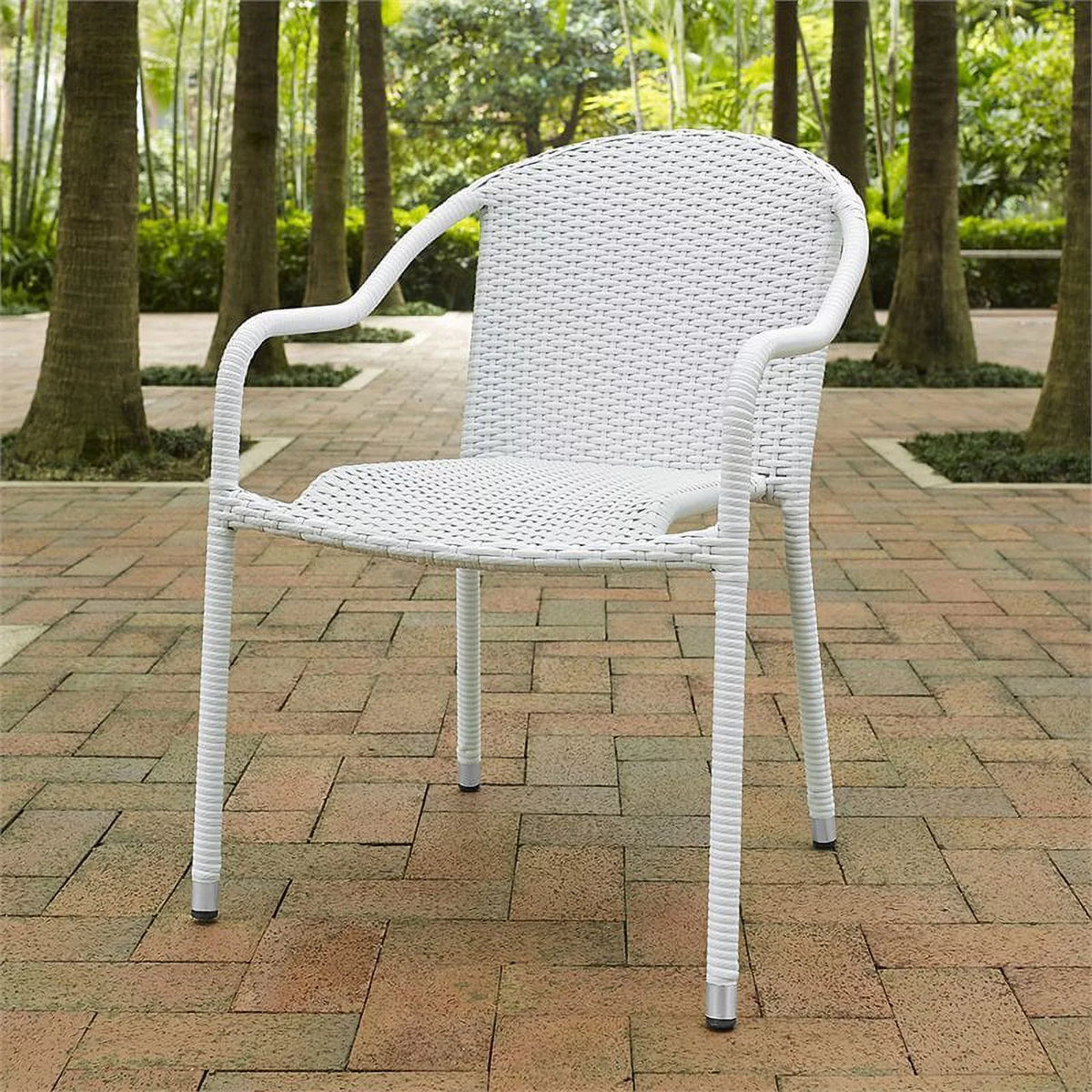 White Wicker Stackable Chair Set of 4 Y1153