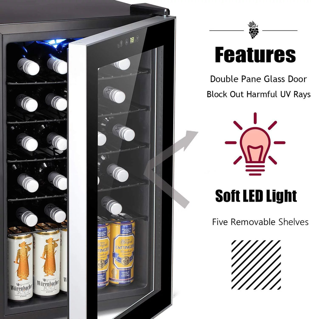 24 Bottle Wine Cooler Beverage Refrigerator Black V75401