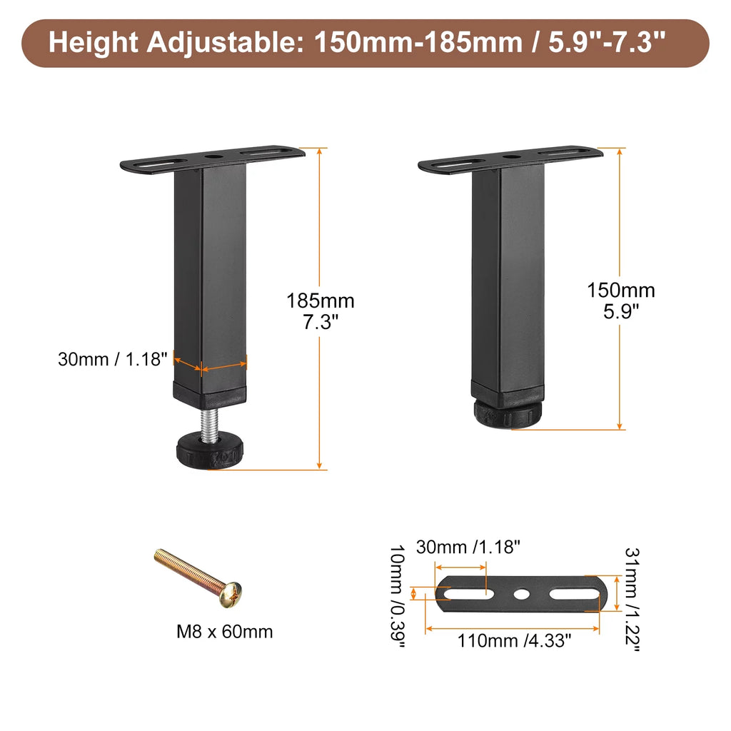Adjustable Height Metal Bed Frame Support Leg W966