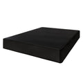 Solid Wood 8-Inch Box Spring Foundation with Wood Slats Black Linen Cover Twin J5606