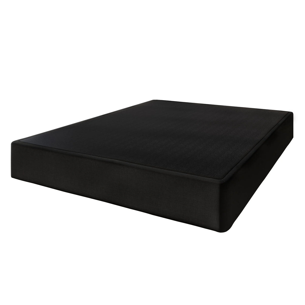 Solid Wood 8-Inch Box Spring Foundation with Wood Slats Black Linen Cover Twin J5606