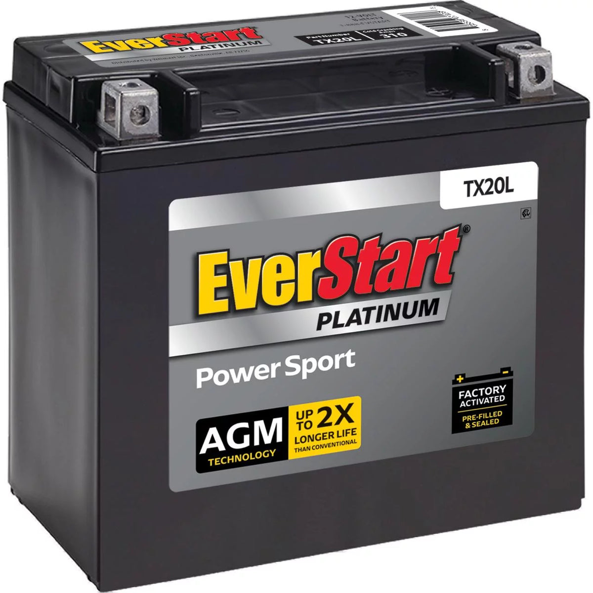 AGM Power Sport Battery Group Size TX20L 12 Volt 310 CCA C1042