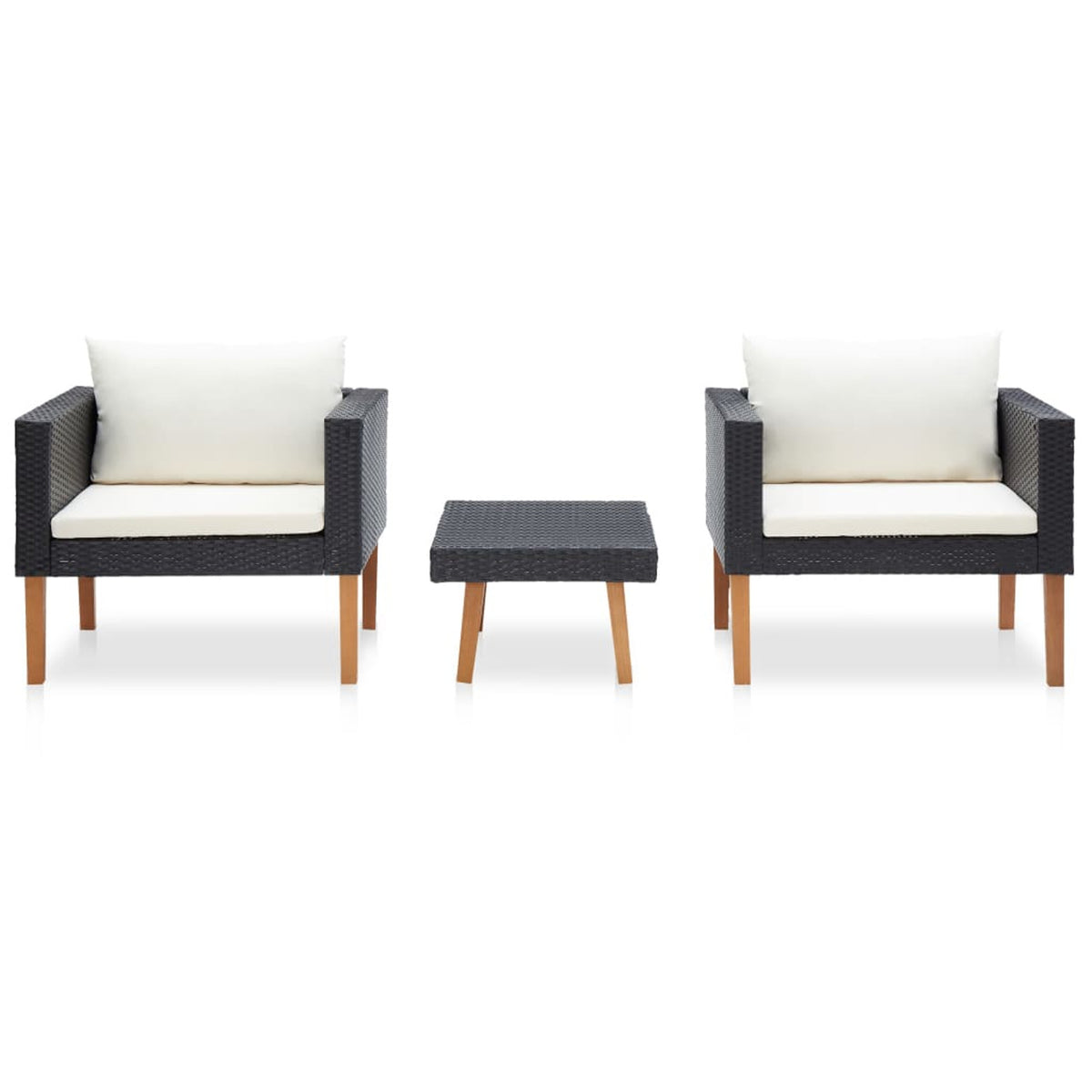 3 Piece Poly Rattan Outdoor Patio Lounge Set with Cushions and Coffee Table A2258