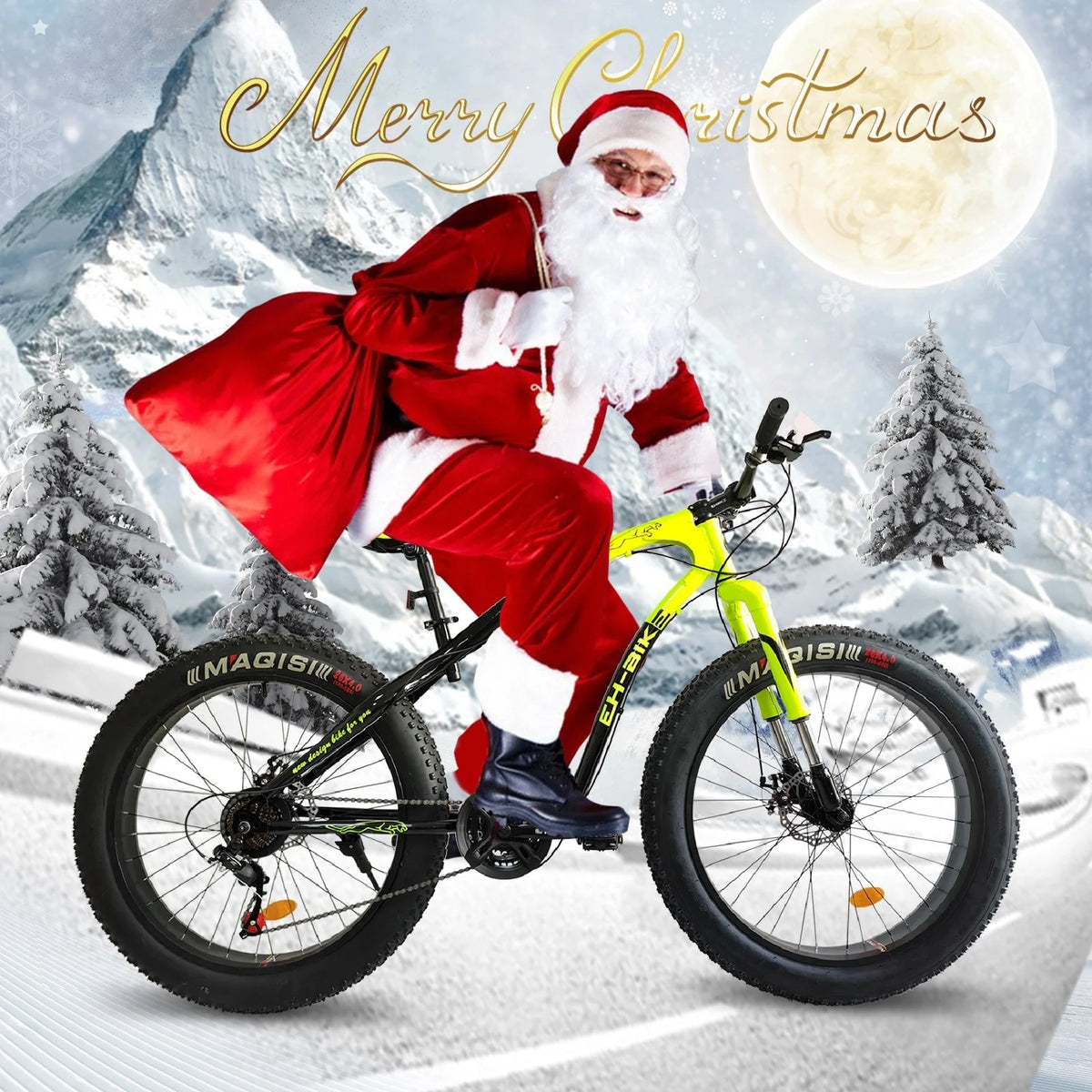 26-Inch Fat Tire Mountain Bike 7-Speed Steel Frame Black L634111