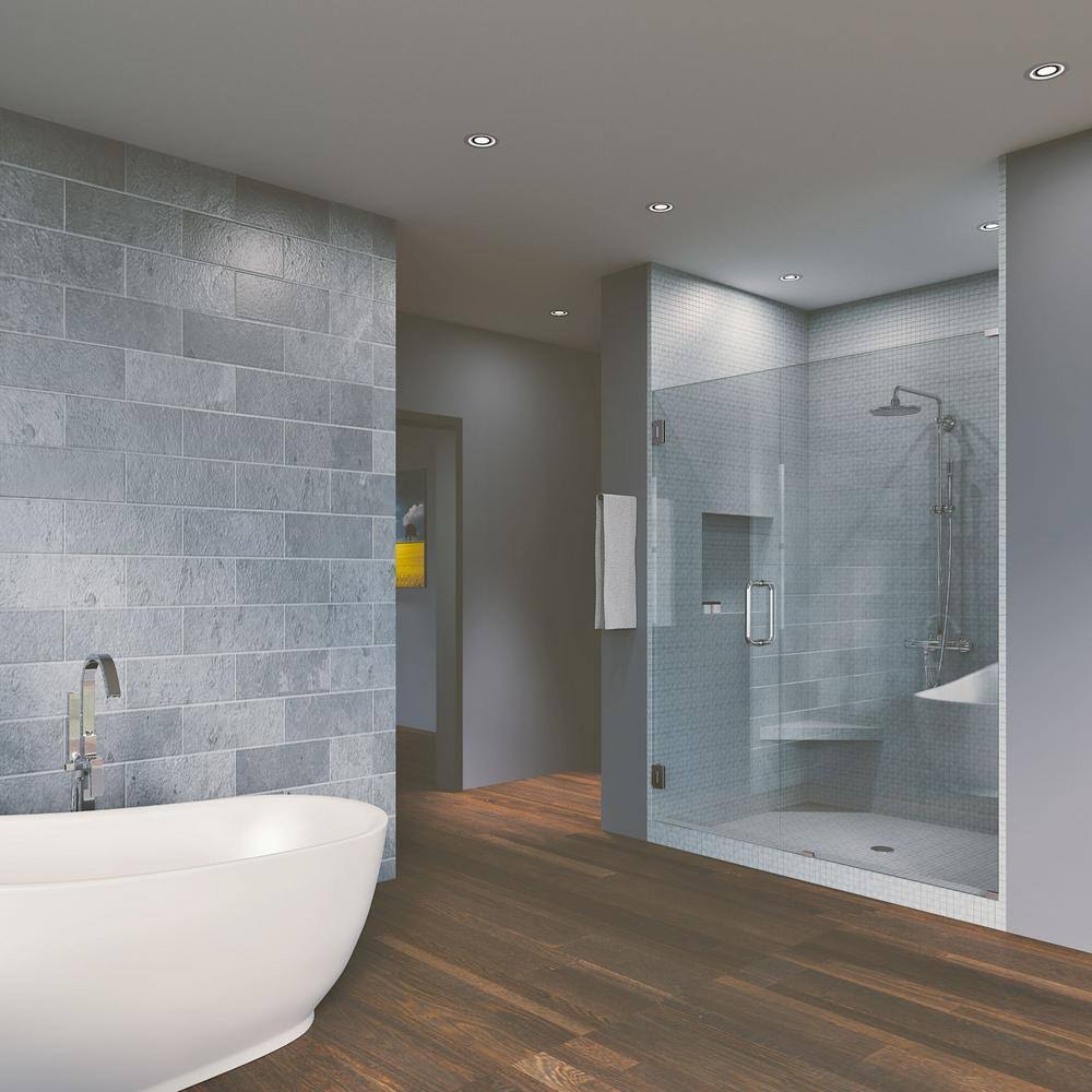 38.75x22 W x 80x22 H Hinged Frameless Shower Door Chrome Y4569