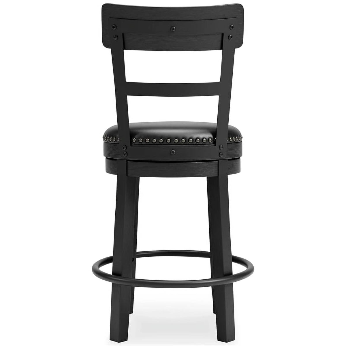 Solid Wood Counter Height Barstool in Black Set of 2 E7562