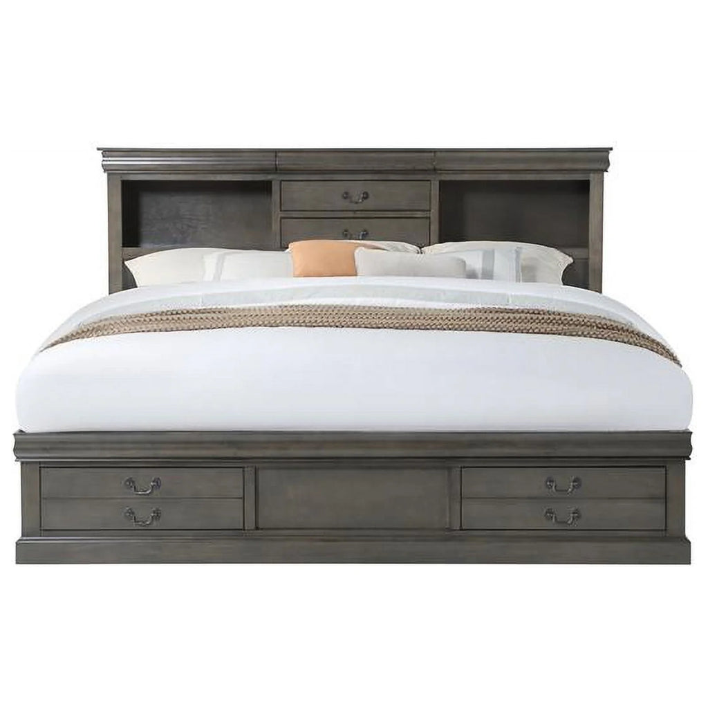 King Bed with Storage in Dark Gray R48442