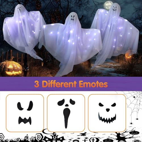 6 Pack 27.5 Inch LED Light-Up Hanging Ghost Decorations R647