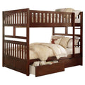Dark Cherry Wood Full over Full Bunk Bed A4115