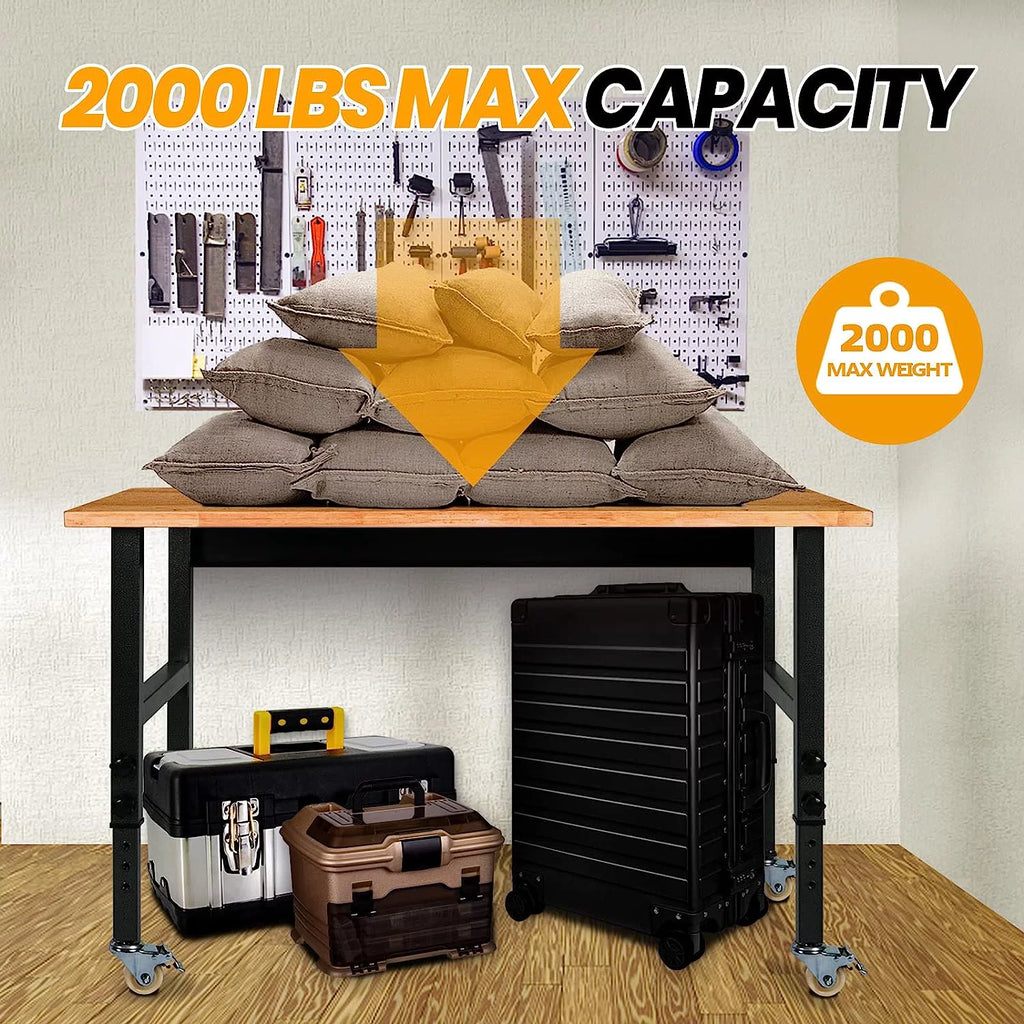 48" Adjustable Heavy-Duty Work Bench with Wheels B325