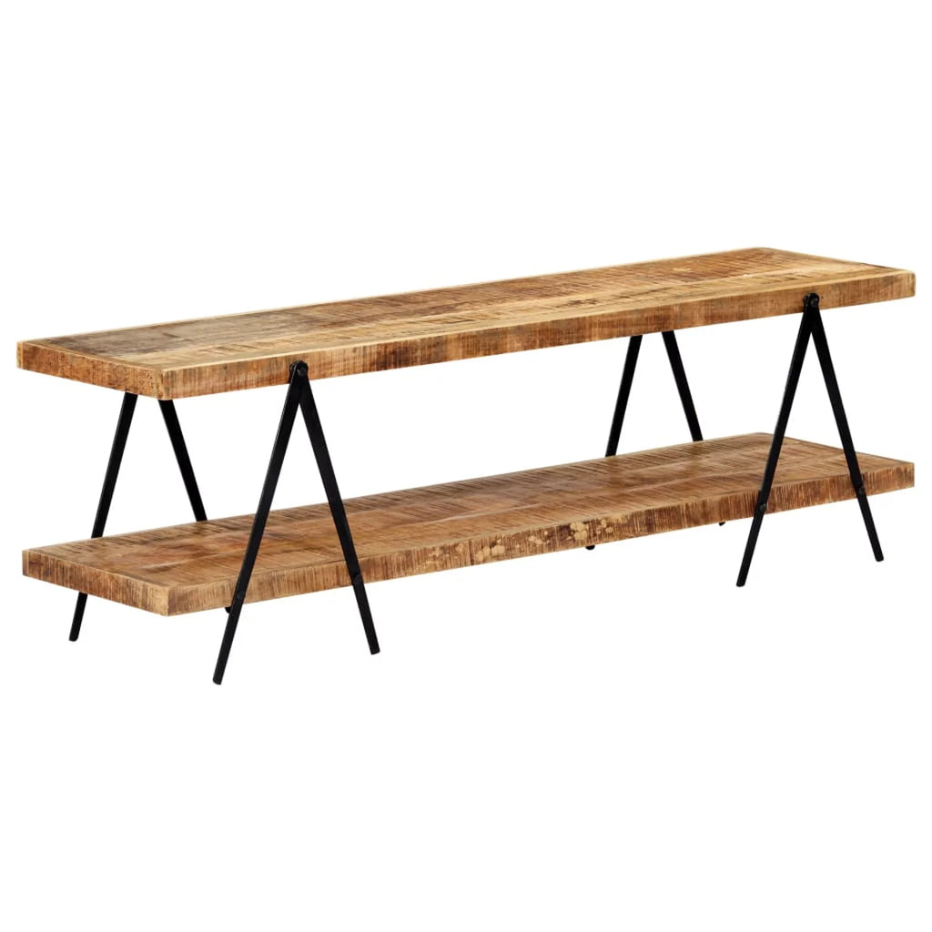Mango Wood TV Stand with 2 Storage Shelves N451862