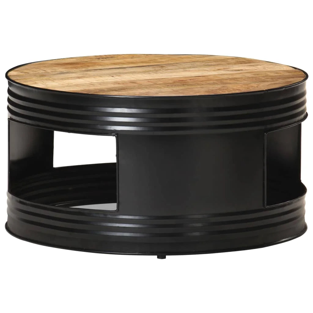 Black Solid Rough Mango Wood Coffee Table N1658
