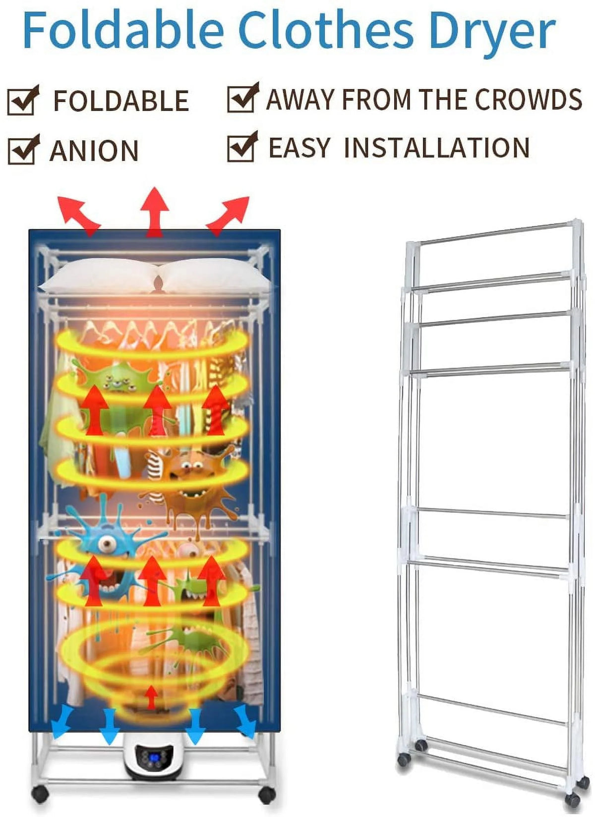 Portable 3-Tier Foldable Clothes Drying Rack with Remote Control H919282