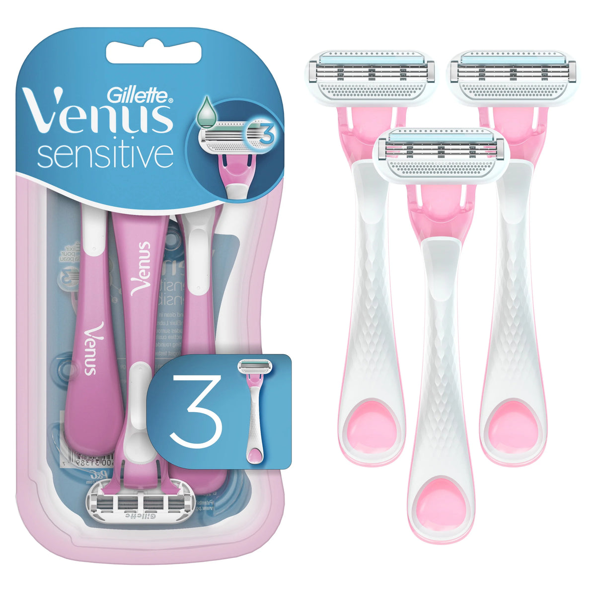 Women's Disposable Razor, 3 Count, Pink G593671
