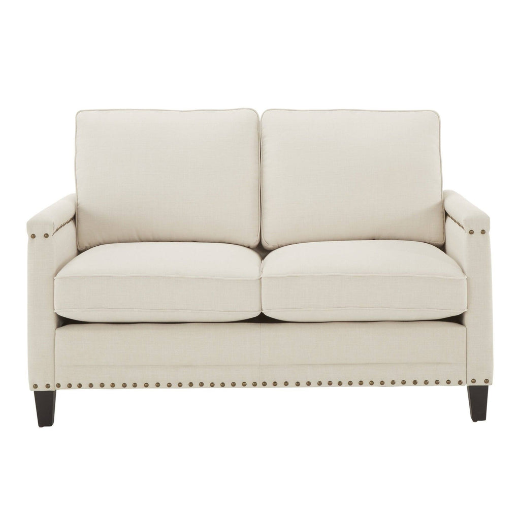 Ivory Fabric Sofa with Nailhead Trim Q450221