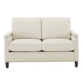 Ivory Fabric Sofa with Nailhead Trim Q450221