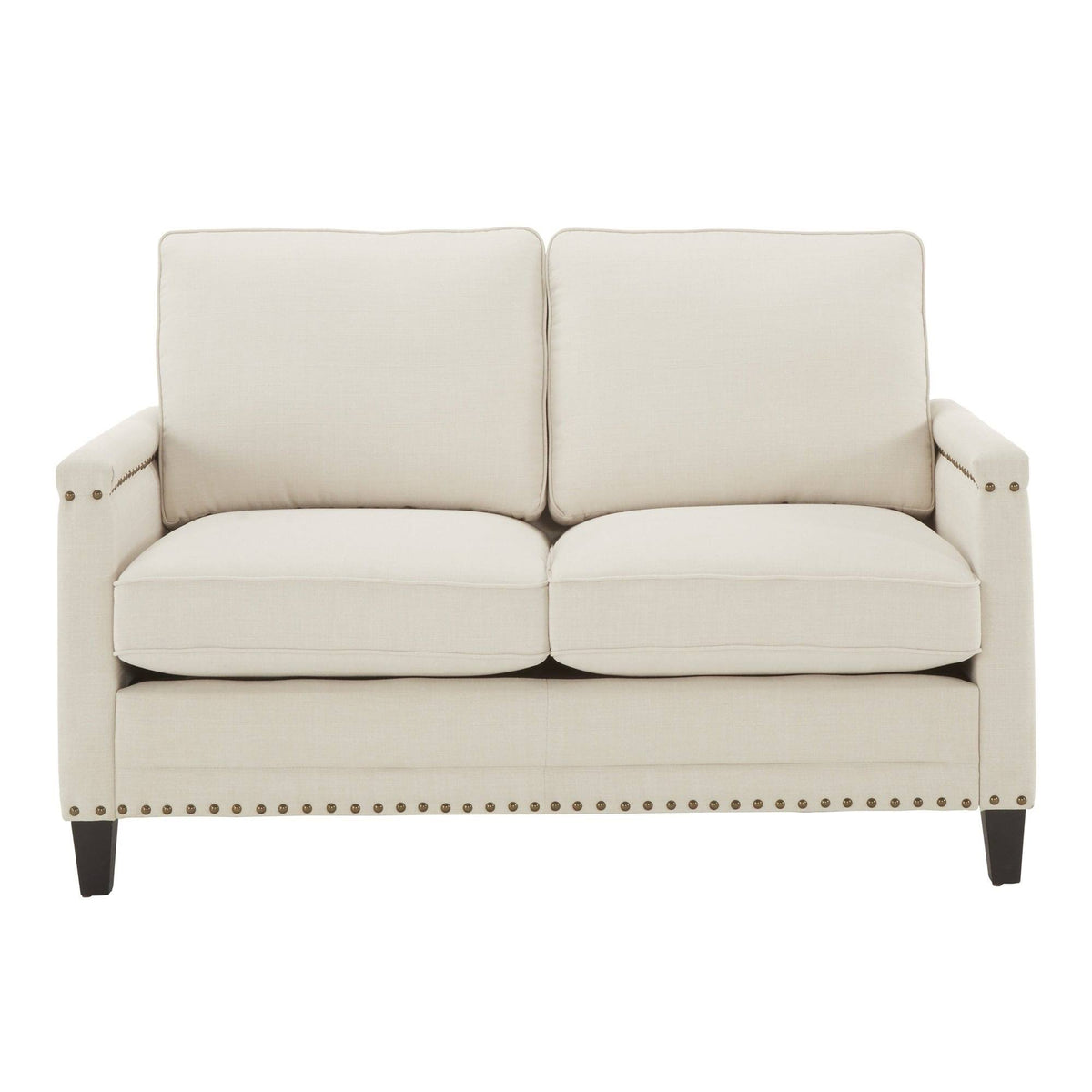 Ivory Fabric Sofa with Nailhead Trim Q450221