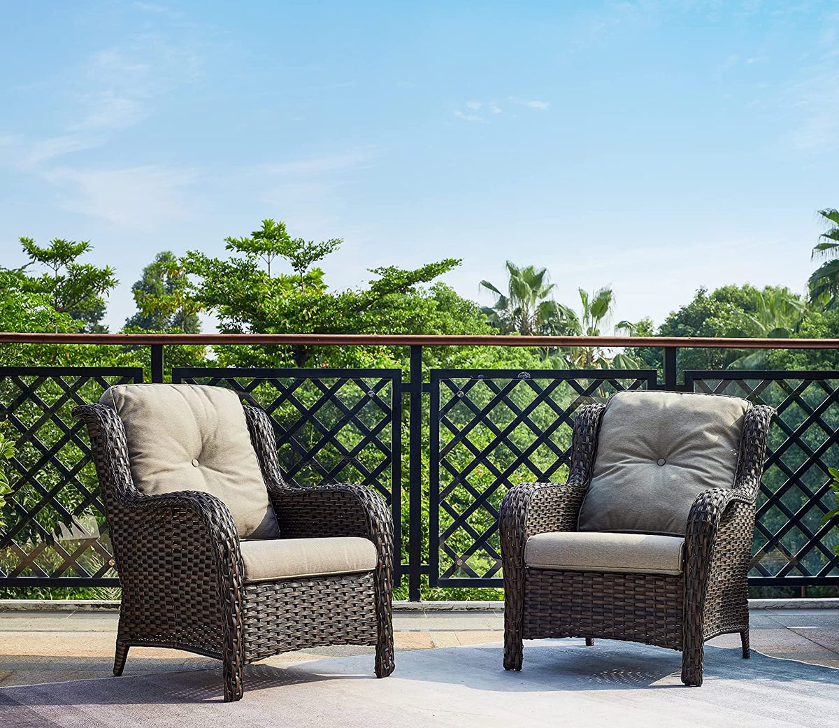 5 PC Brown Rattan Wicker Sectional Sofa Set with Ottoman Footrests V115