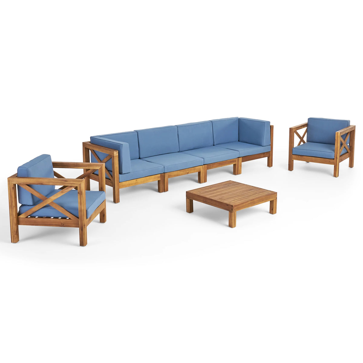 6 Seater Acacia Wood Sofa Chat Set A602182