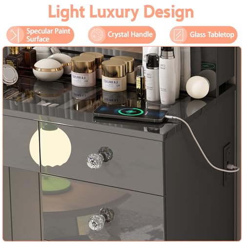 White Vanity Desk with Mirror and 11 Drawer B139168