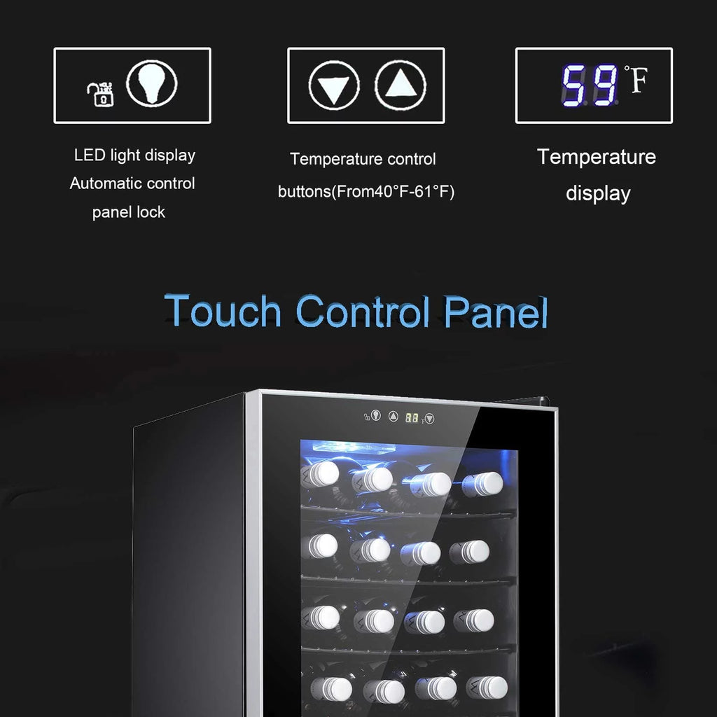24 Bottle Wine Cooler Beverage Refrigerator Black V75401