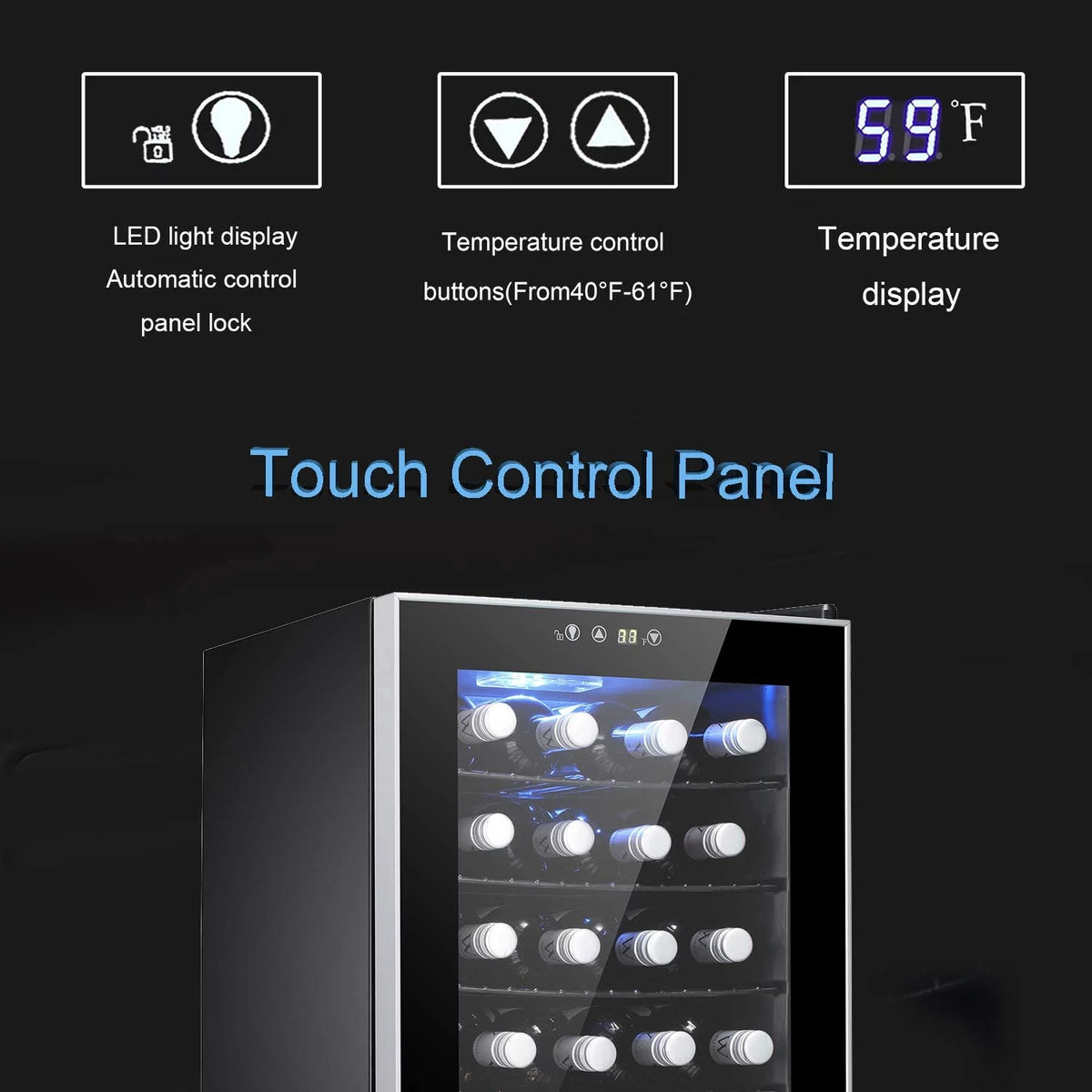 24 Bottle Wine Cooler Beverage Refrigerator Black V75401