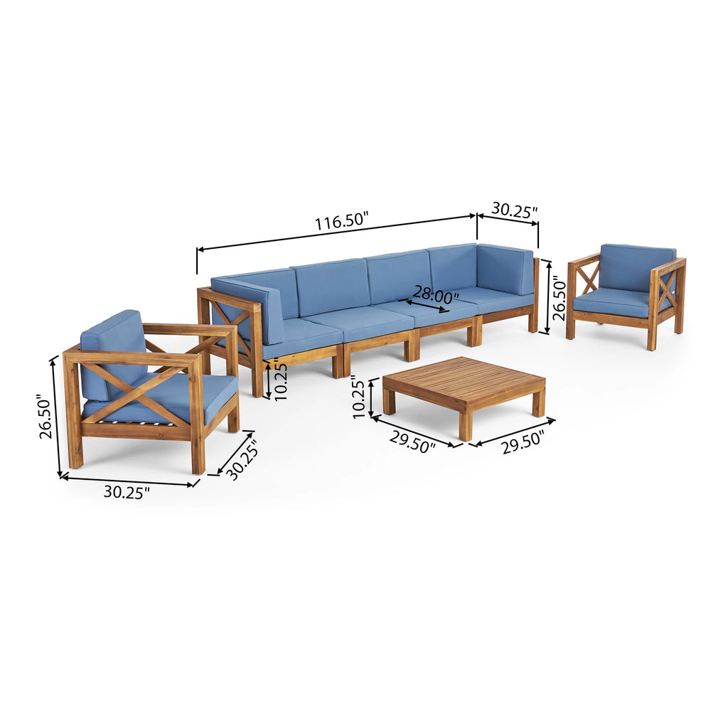 6 Seater Acacia Wood Sofa Chat Set A602182