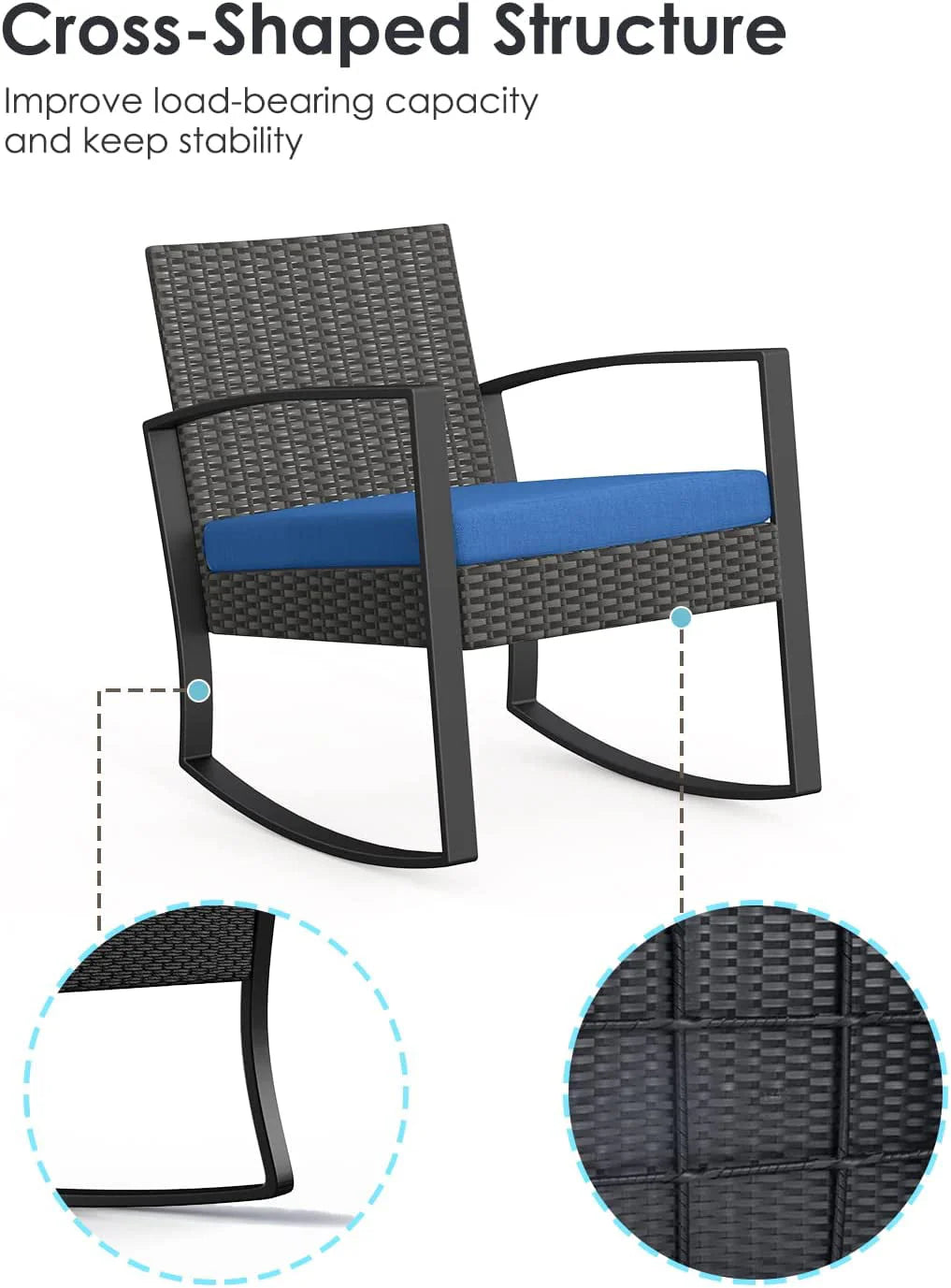 3-Piece Patio Wicker Chairs Set with Glass Coffee Table C184411