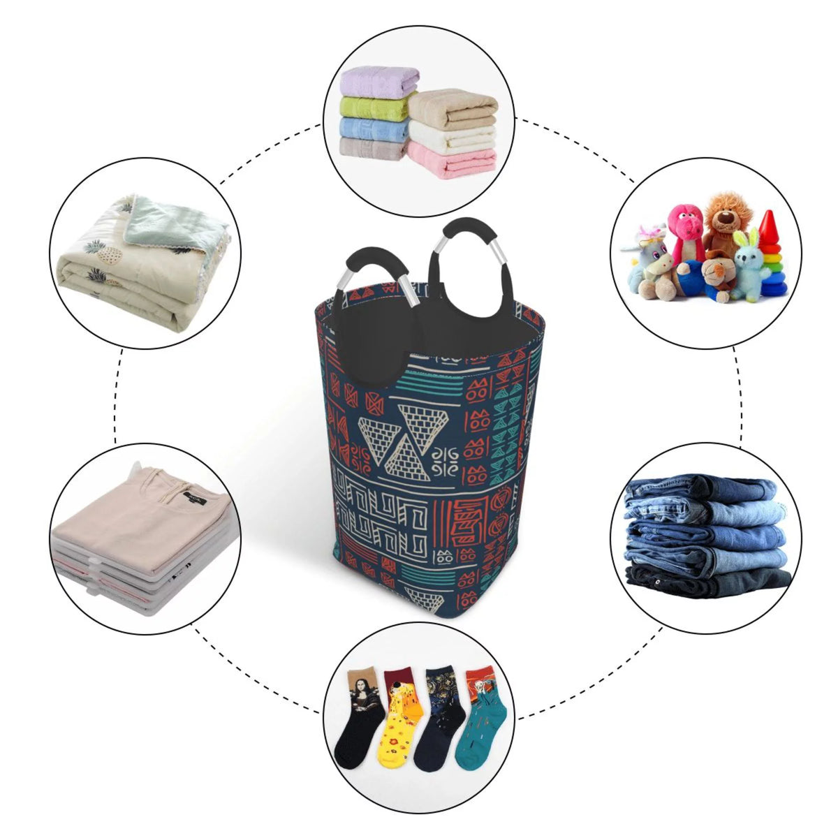 50L Rectangular Laundry Hamper with Aluminum Handles U5860