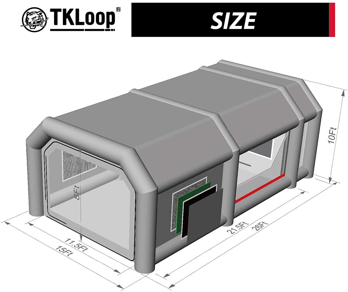 26X15X10Ft Inflatable Paint Booth Tent with Air Filter System and Blower H823