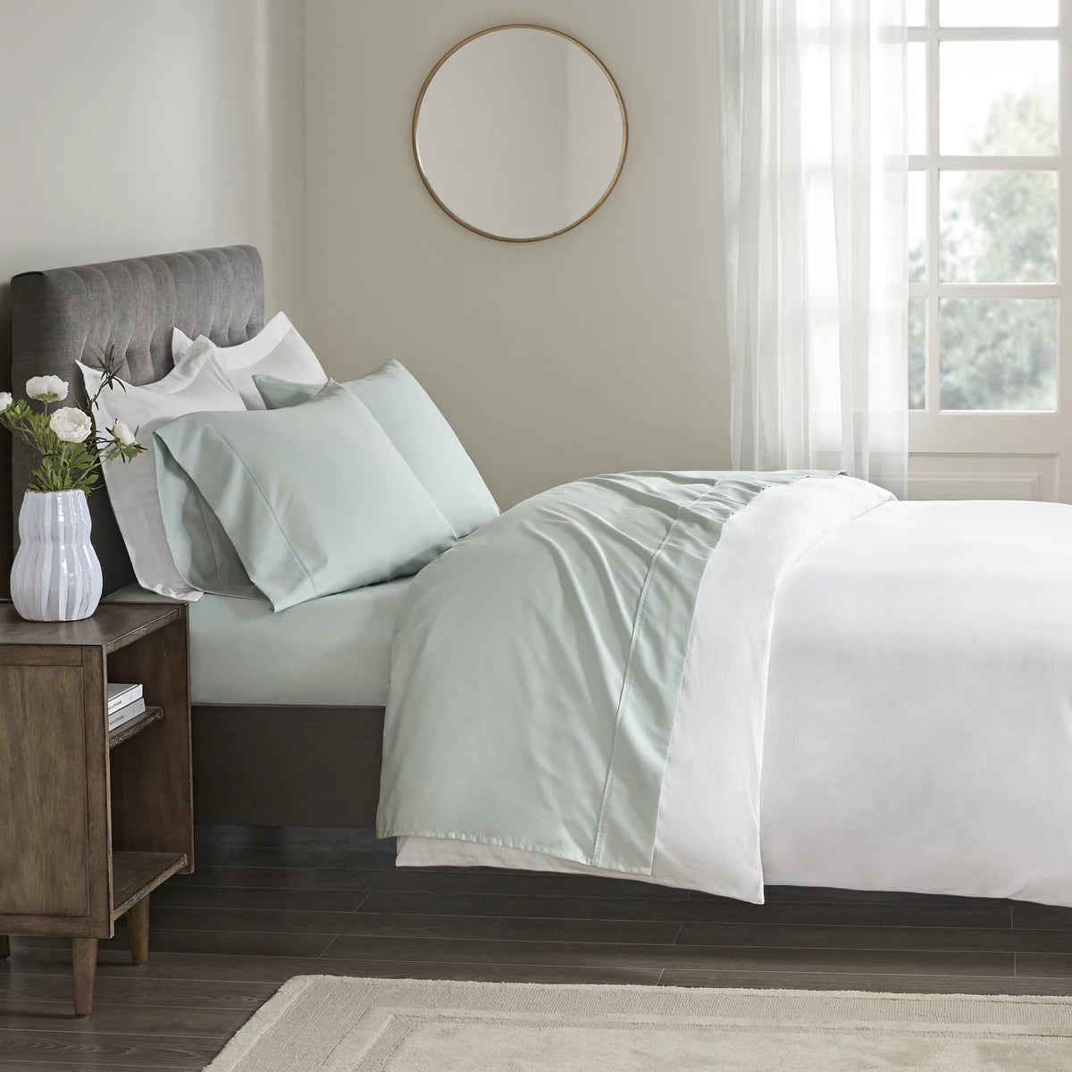 400 Thread Count Cotton Sateen 4 Piece Green Sheet Set X55452