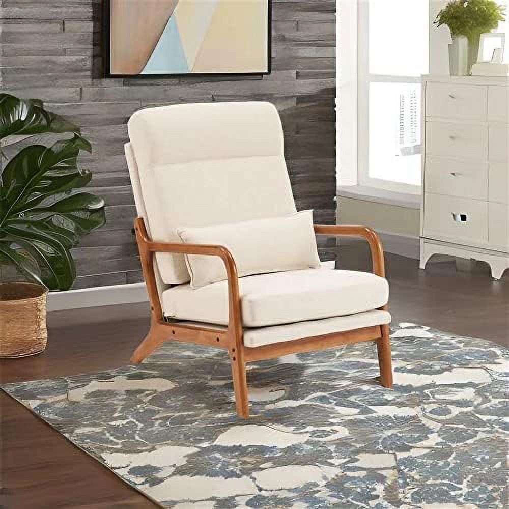 Accent Chair with Pillow Linen Fabric Armchair Y93653