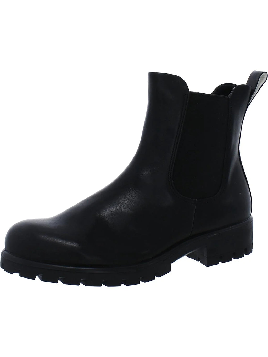 Black Leather Round Toe Chelsea Z613046