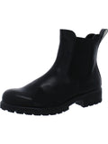 Black Leather Round Toe Chelsea Z613046