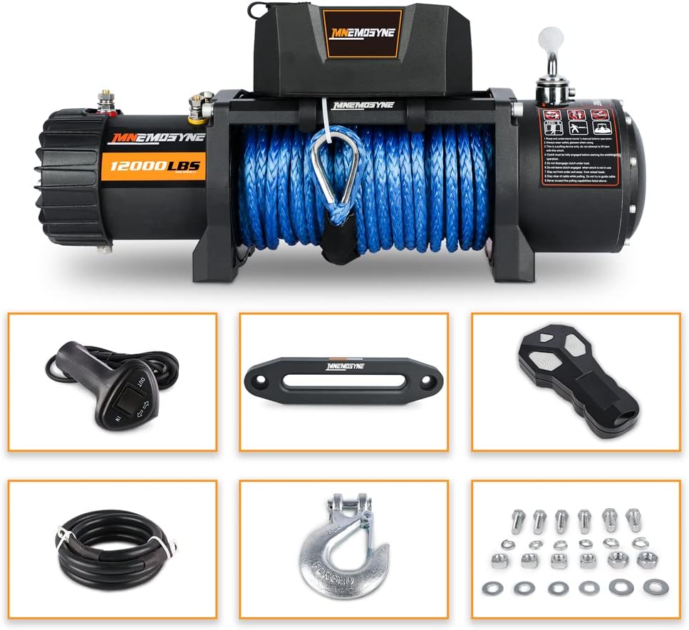 12000LBS Synthetic Rope Electric Winch Kit with Hawse Fairlead L898079