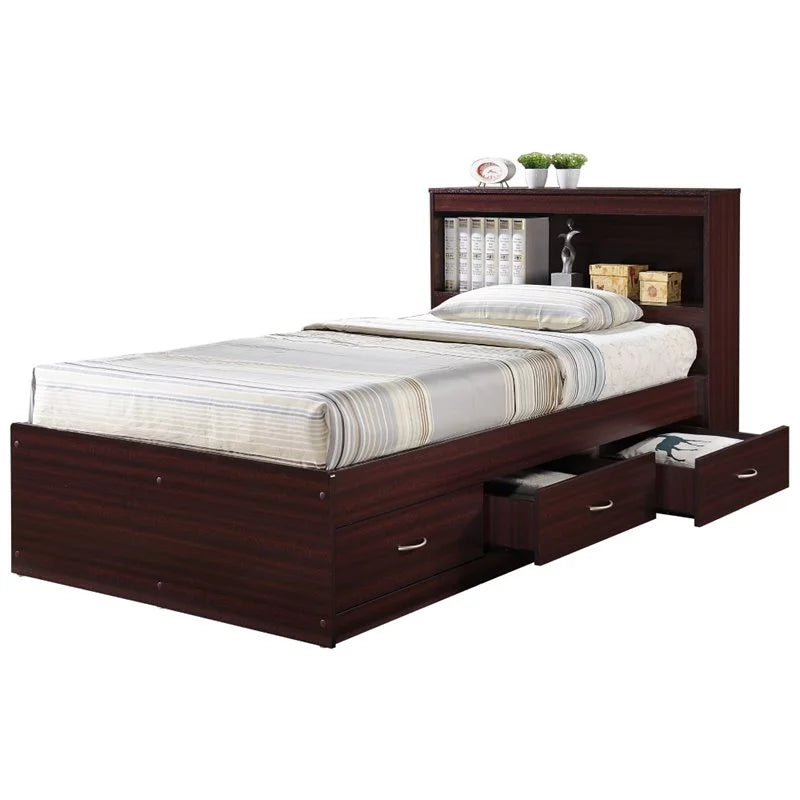 2 Piece Bedroom Set with Captain Bed and Chest in Mahogany Wood A181353