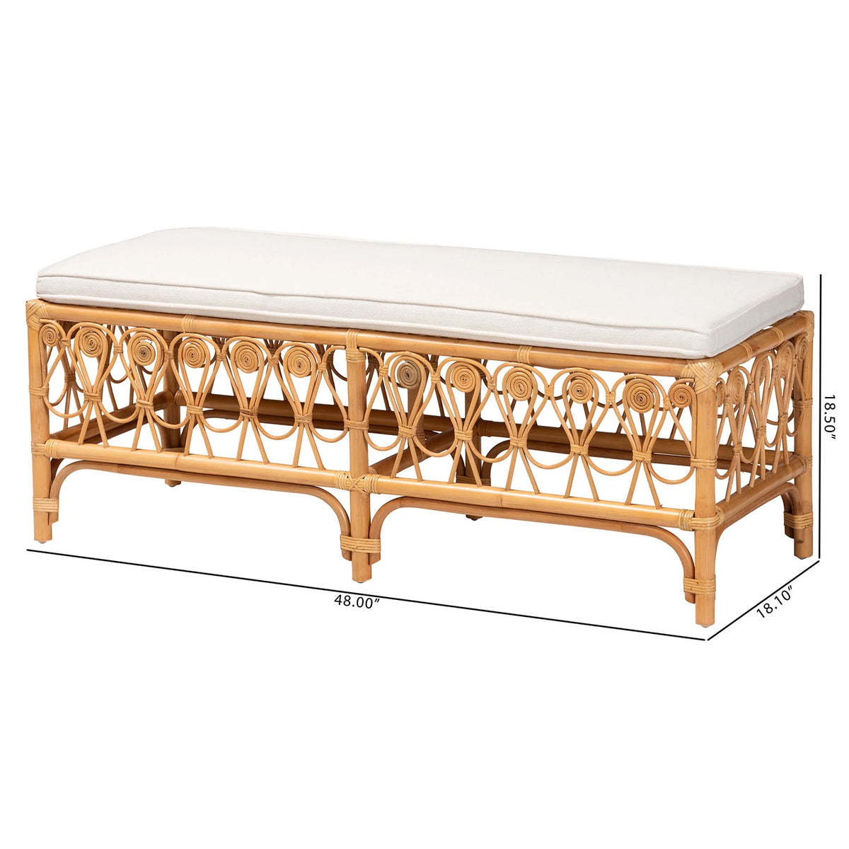Natural Brown Rattan Bench R551395