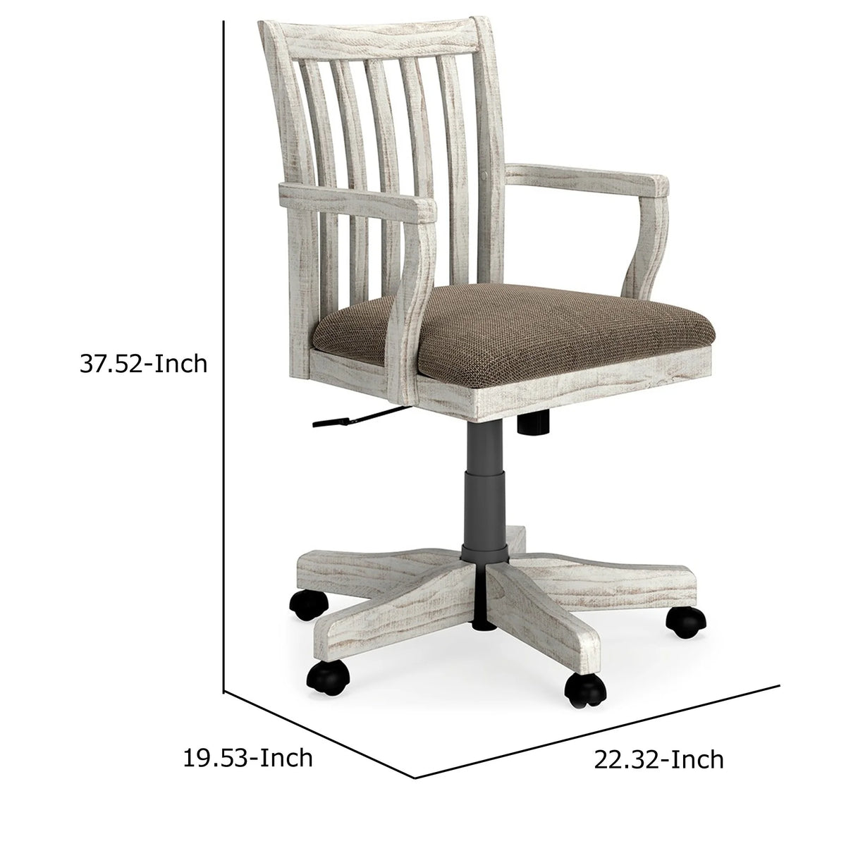 23 Inch Antique White Swivel Home Office Chair O4941