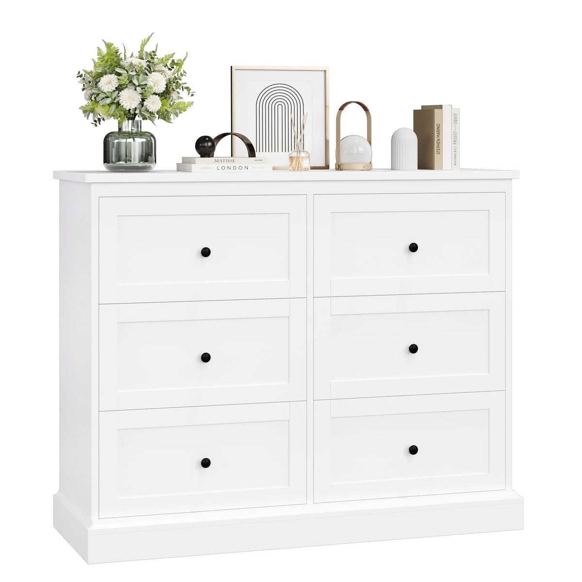 White 6 Drawer Wood Dresser Q6187