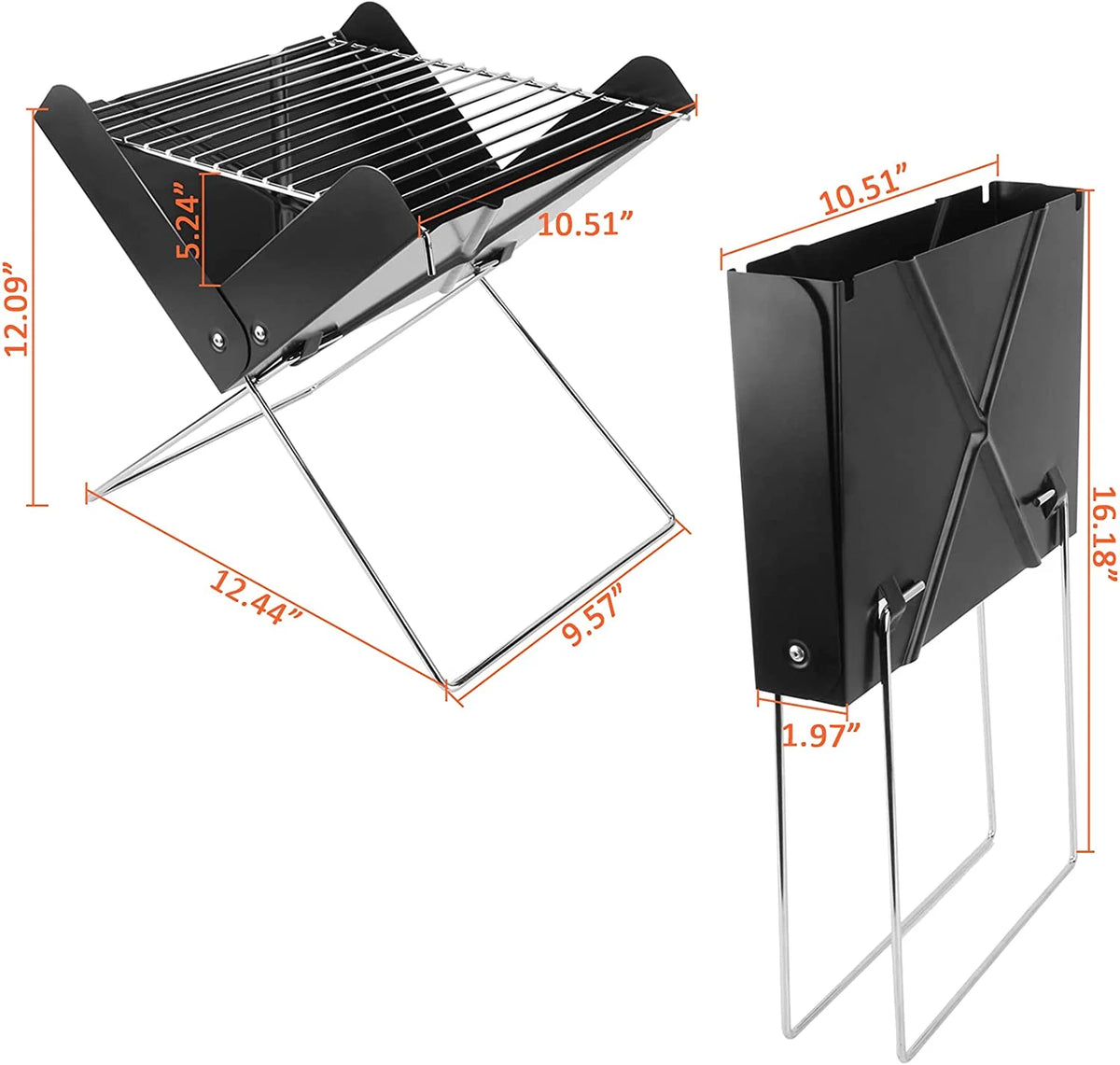 Charcoal BBQ Grill Foldable Black E23362