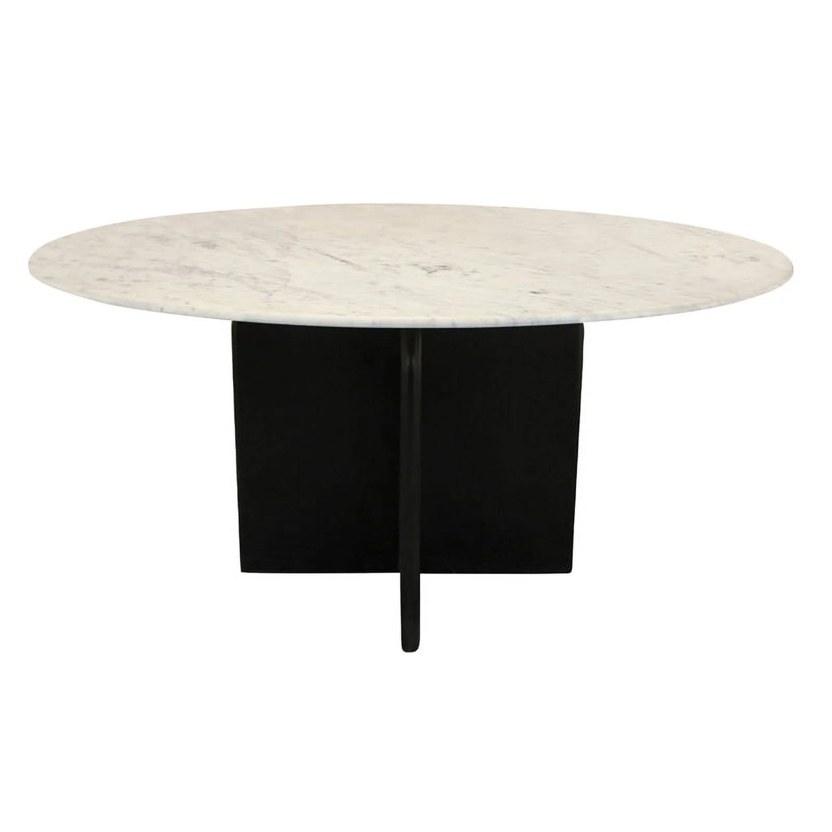 White 48" Marble Top Round Dining Table with Wooden Base C987