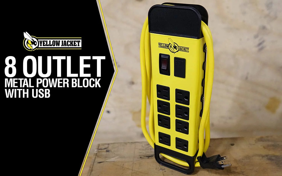 8-Outlet Metal Power Block with 2 USB Ports R959175